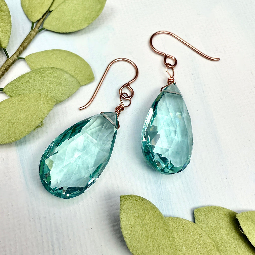 Tropical waters earrings with rose gold