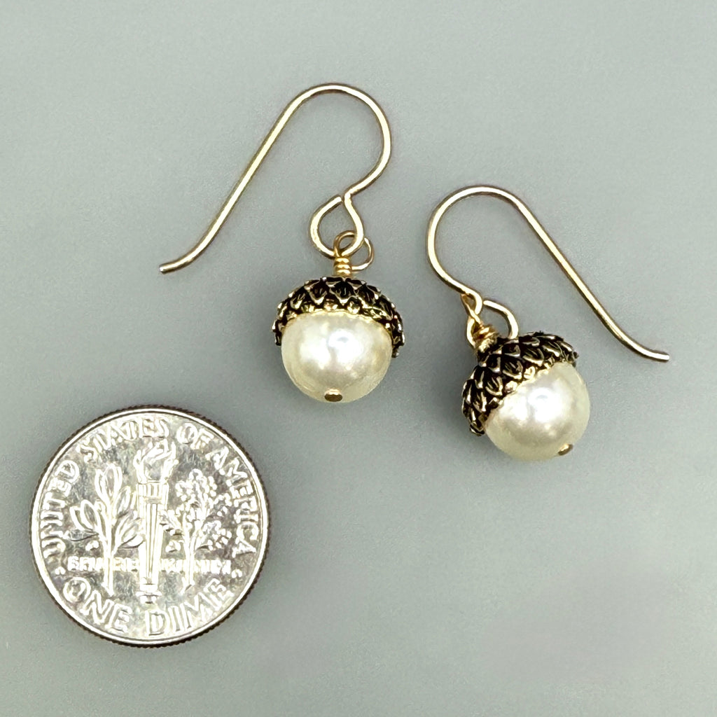 Ivory and gold acorn earrings