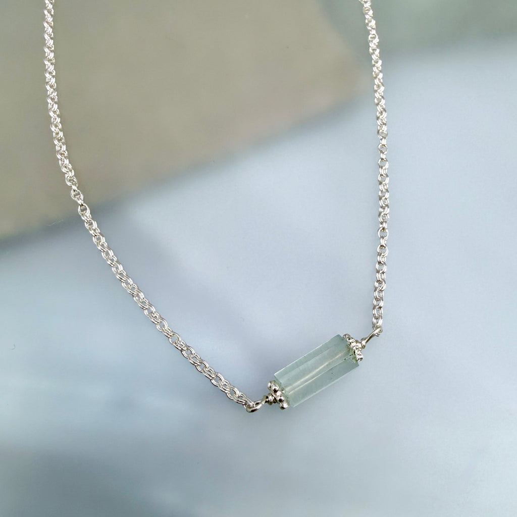 Aquamarine and silver necklace