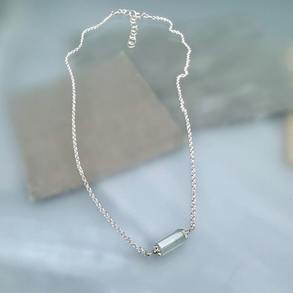 Aquamarine and silver necklace