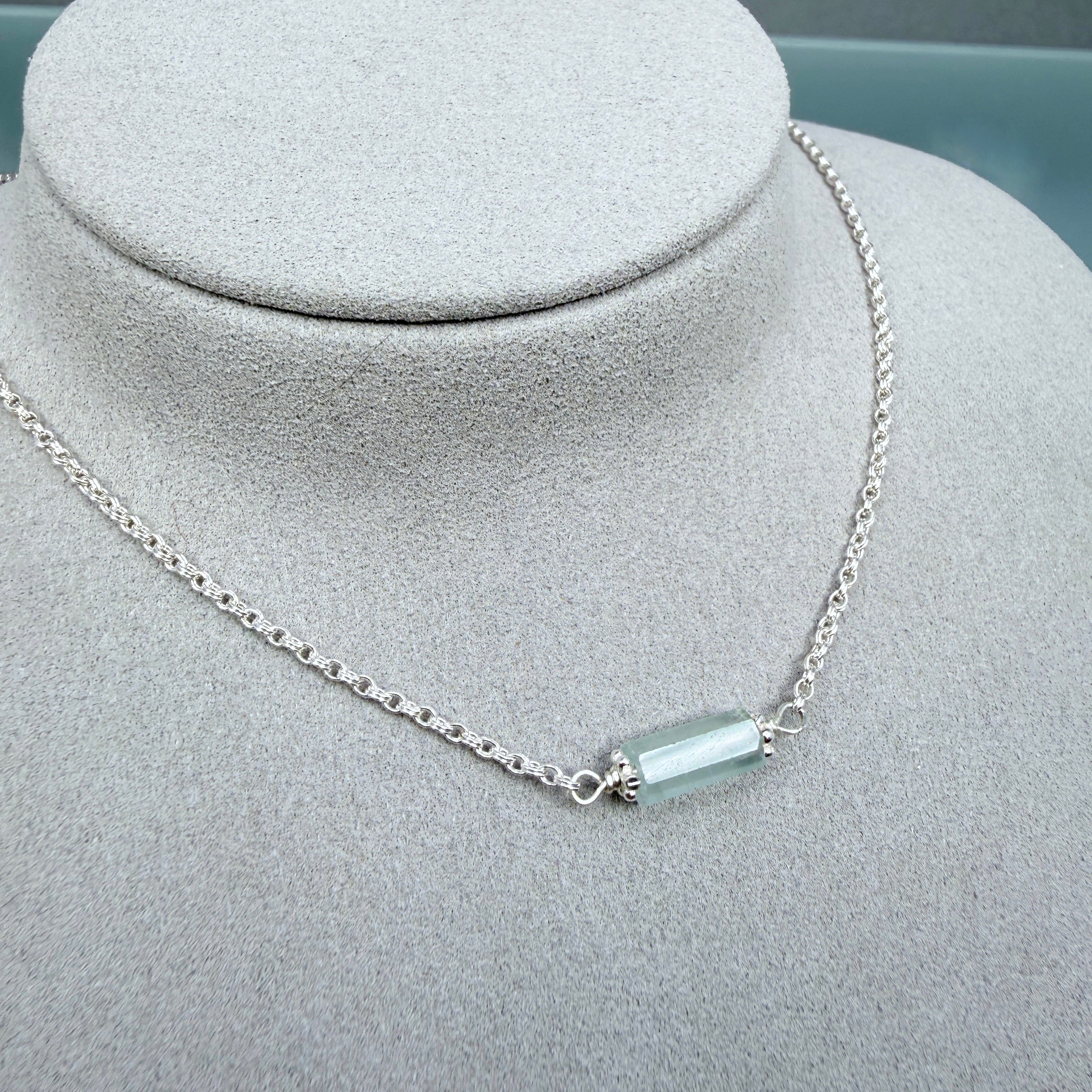 Aquamarine and silver necklace