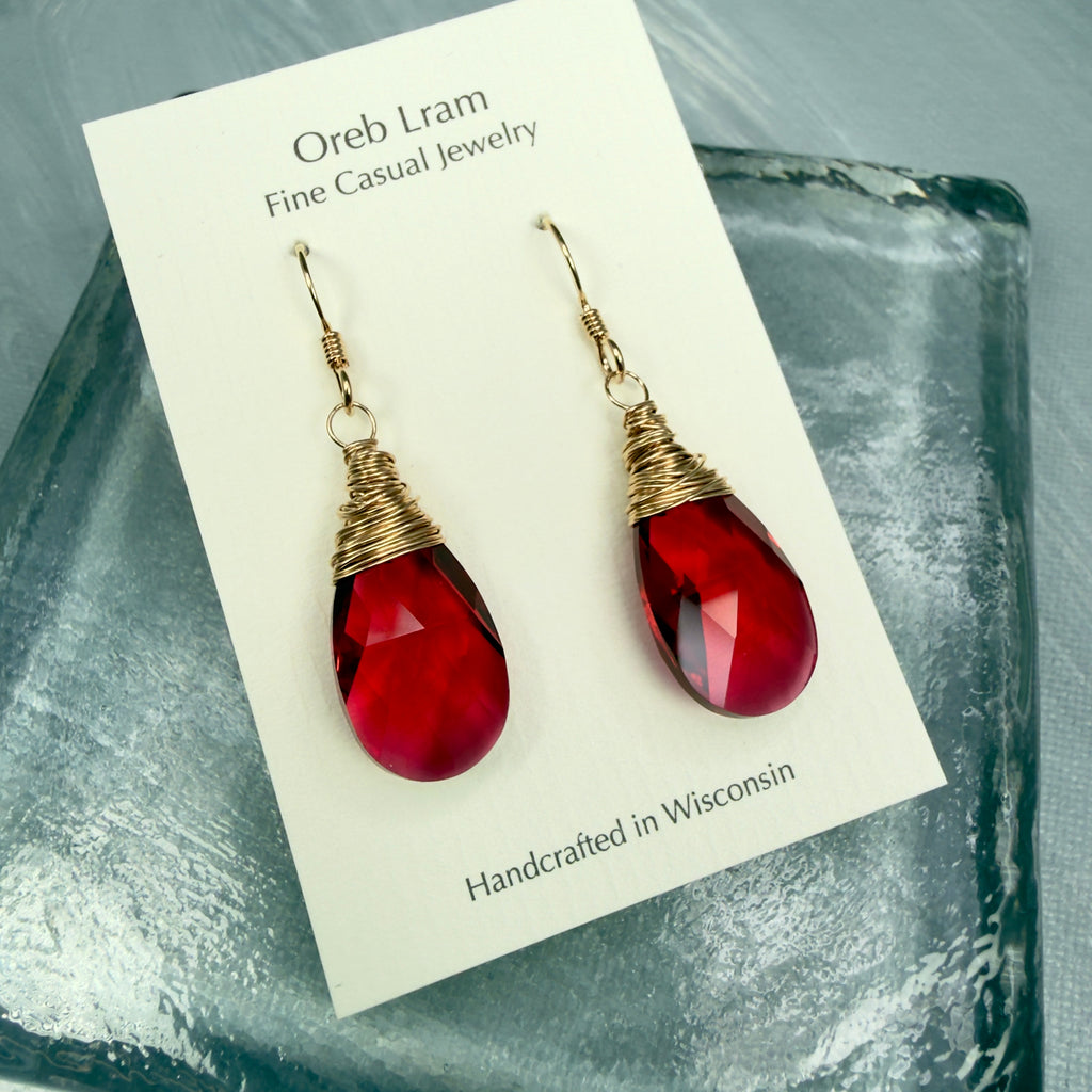 Crystal Earrings - True Red