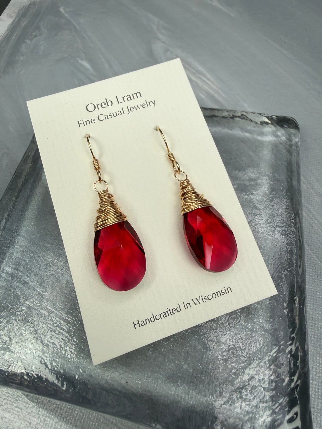 Crystal Earrings - True Red