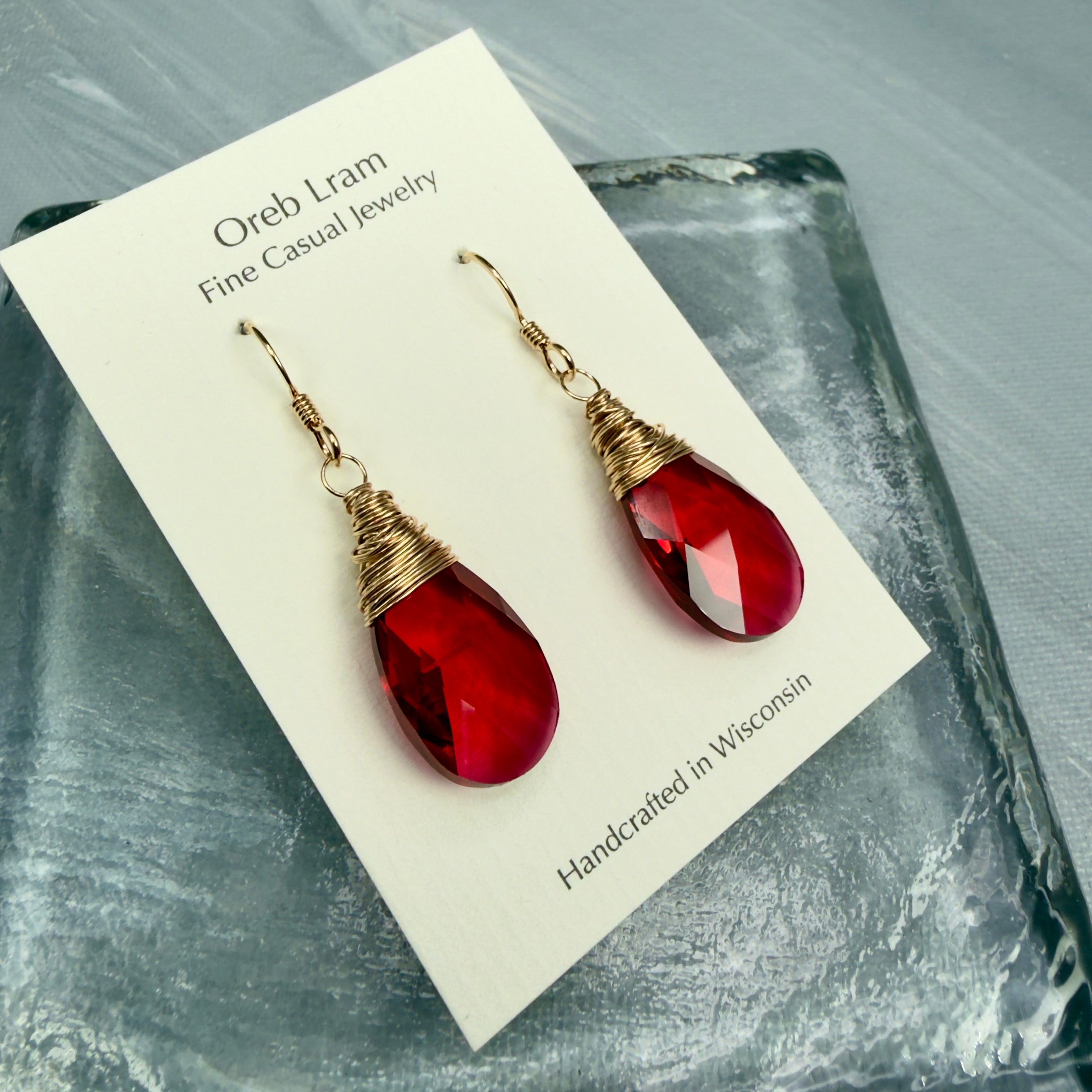 Crystal Earrings - True Red