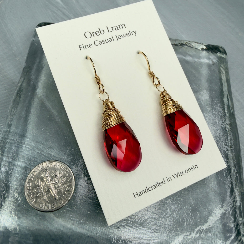 Crystal Earrings - True Red