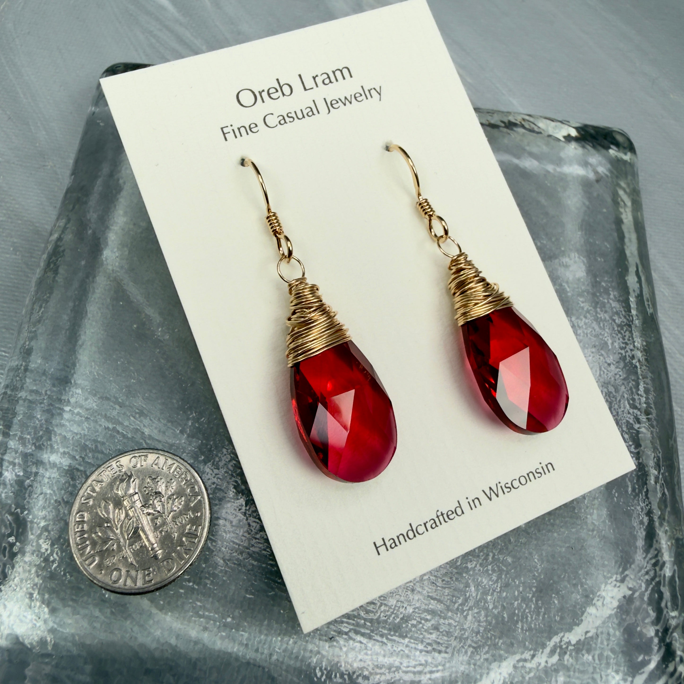 Crystal Earrings - True Red