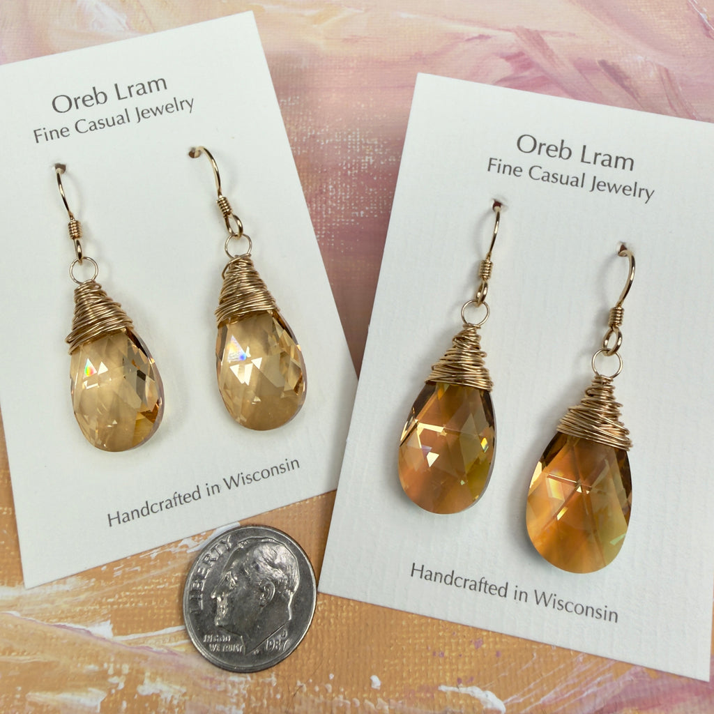 Crystal Earrings - Champagne or Whiskey