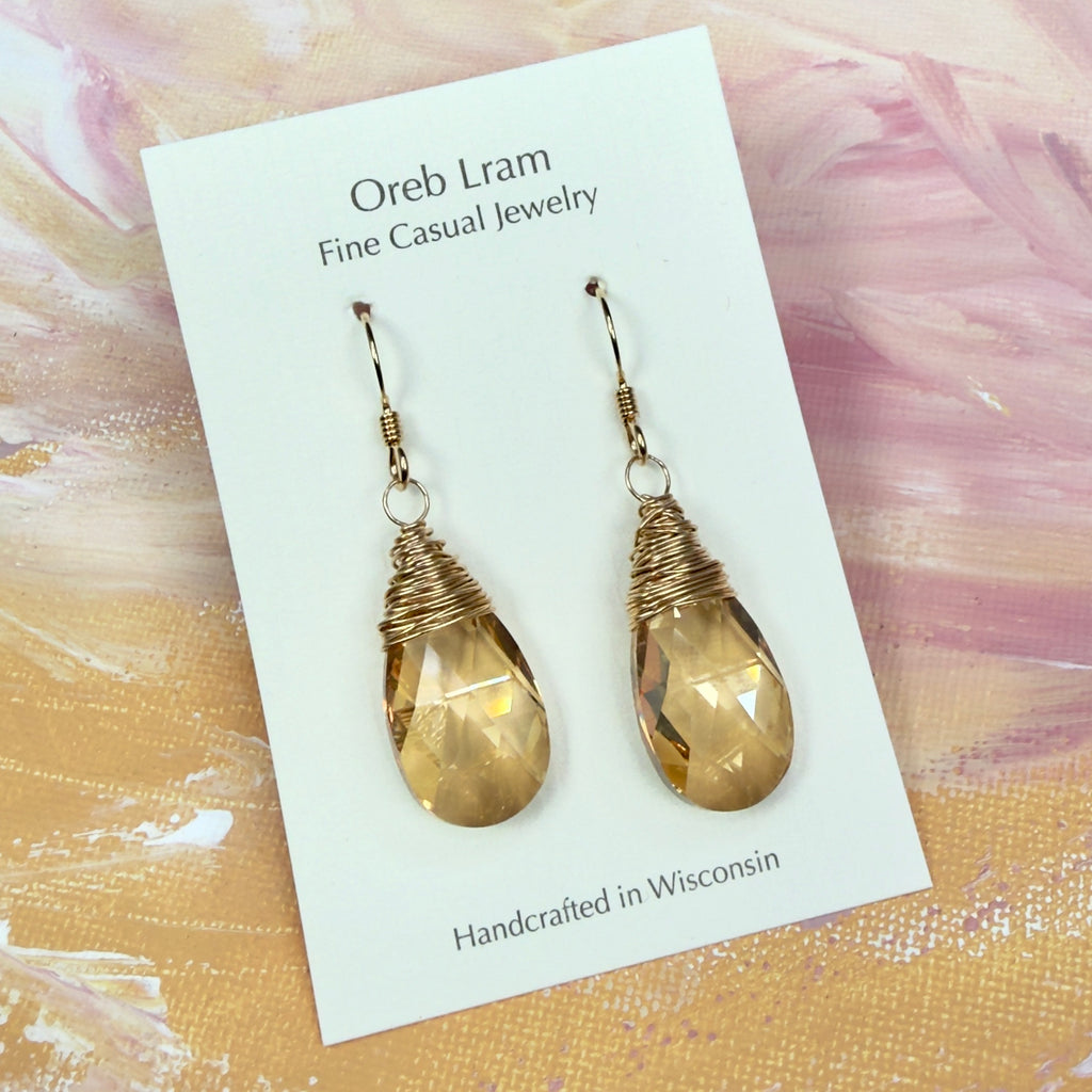 Crystal Earrings - Champagne or Whiskey