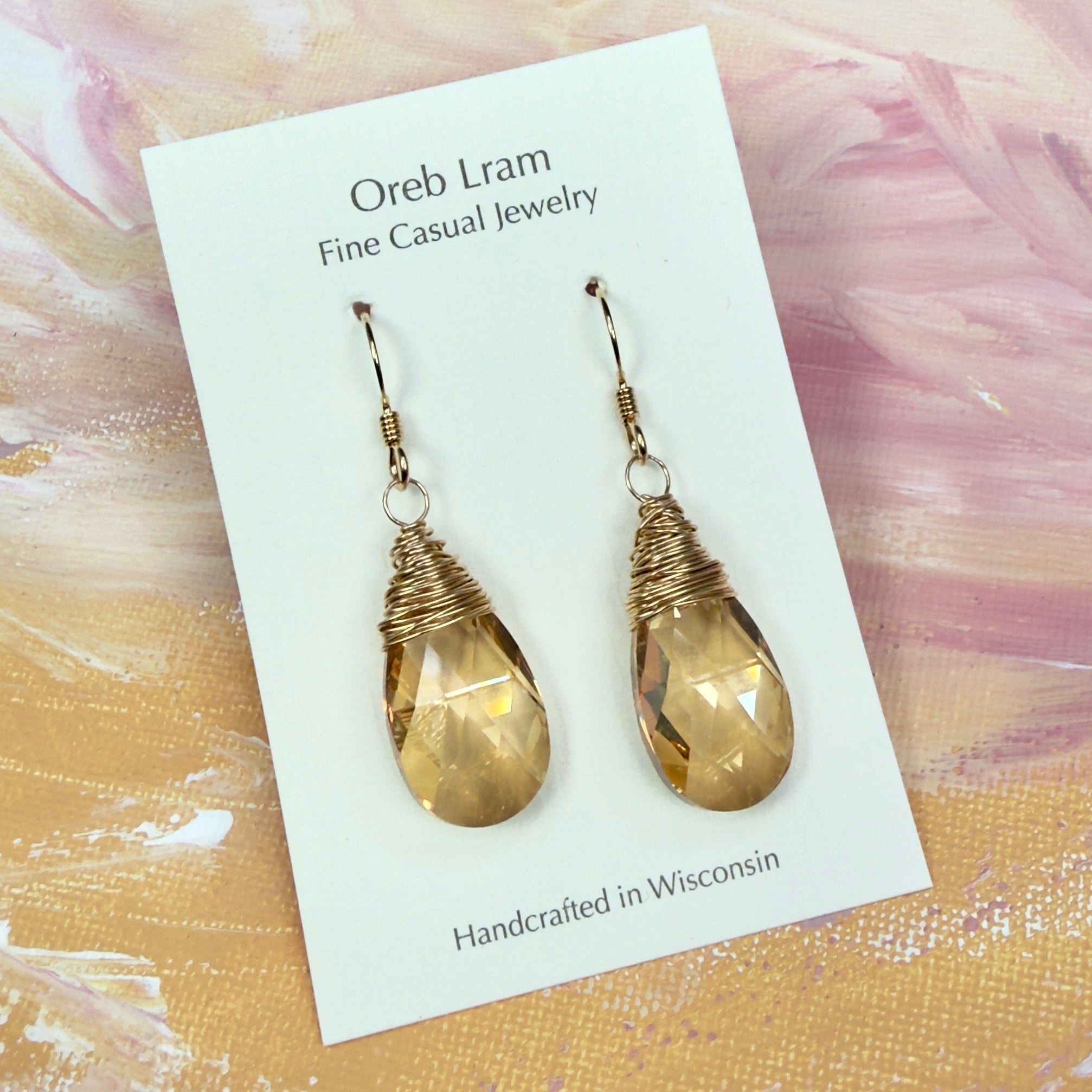 Crystal Earrings - Champagne or Whiskey