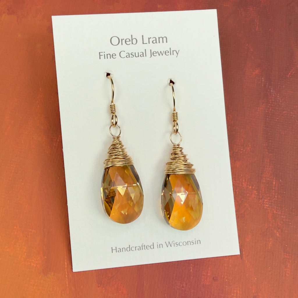 Crystal Earrings - Champagne or Whiskey