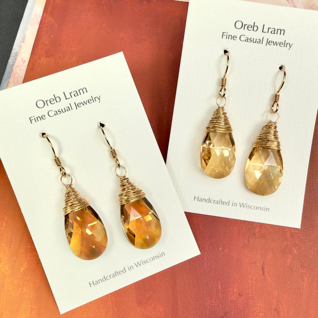 Crystal Earrings - Champagne or Whiskey