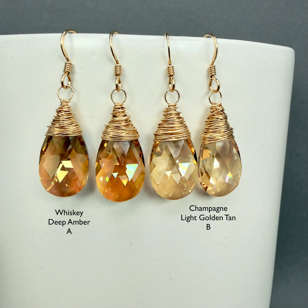 Crystal Earrings - Champagne or Whiskey