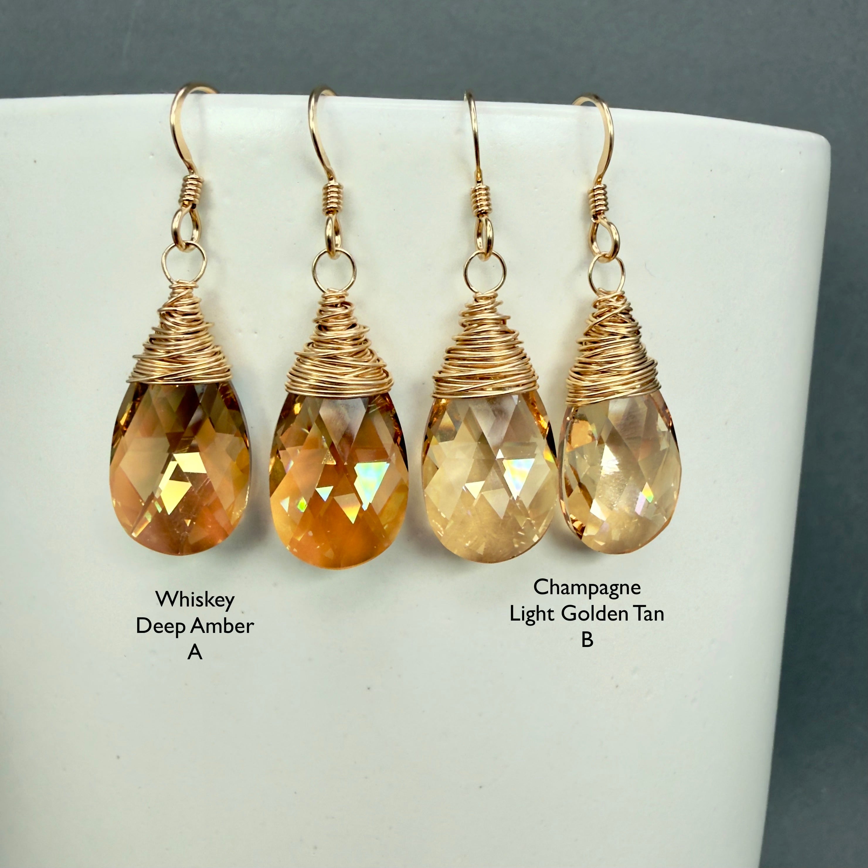 Crystal Earrings - Champagne or Whiskey