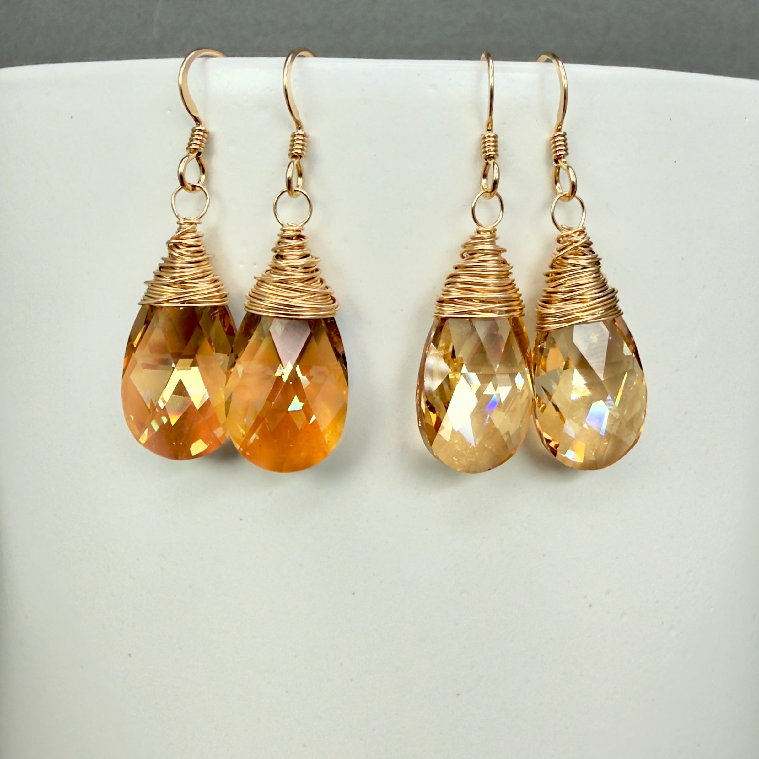 Crystal Earrings - Champagne or Whiskey