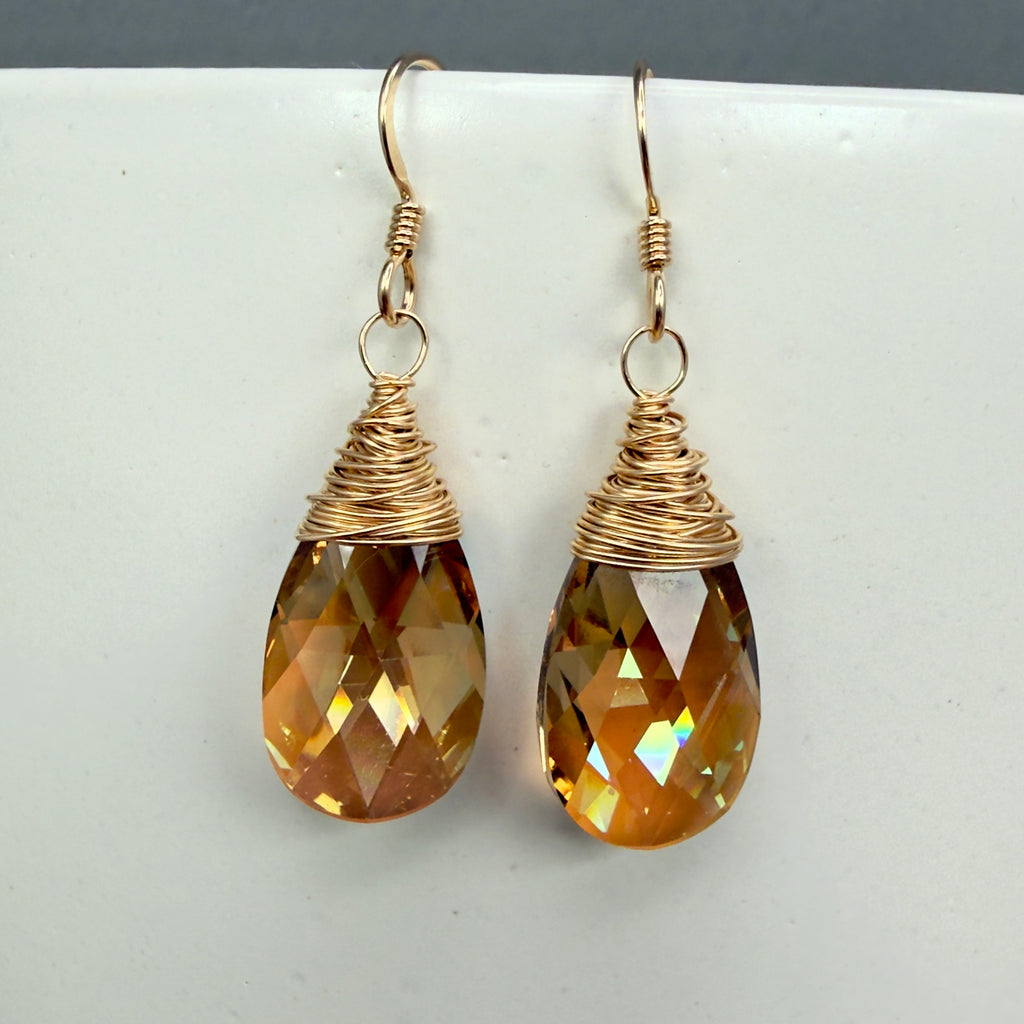 Crystal Earrings - Champagne or Whiskey