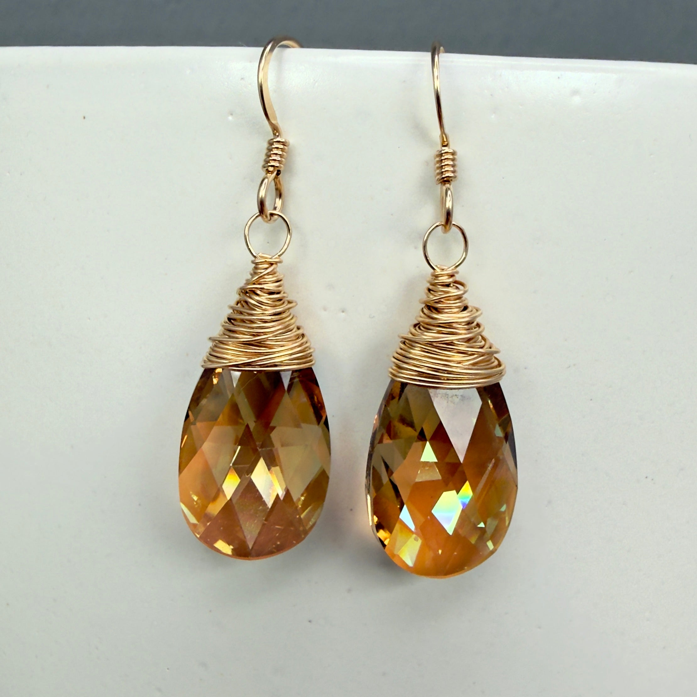 Crystal Earrings - Champagne or Whiskey