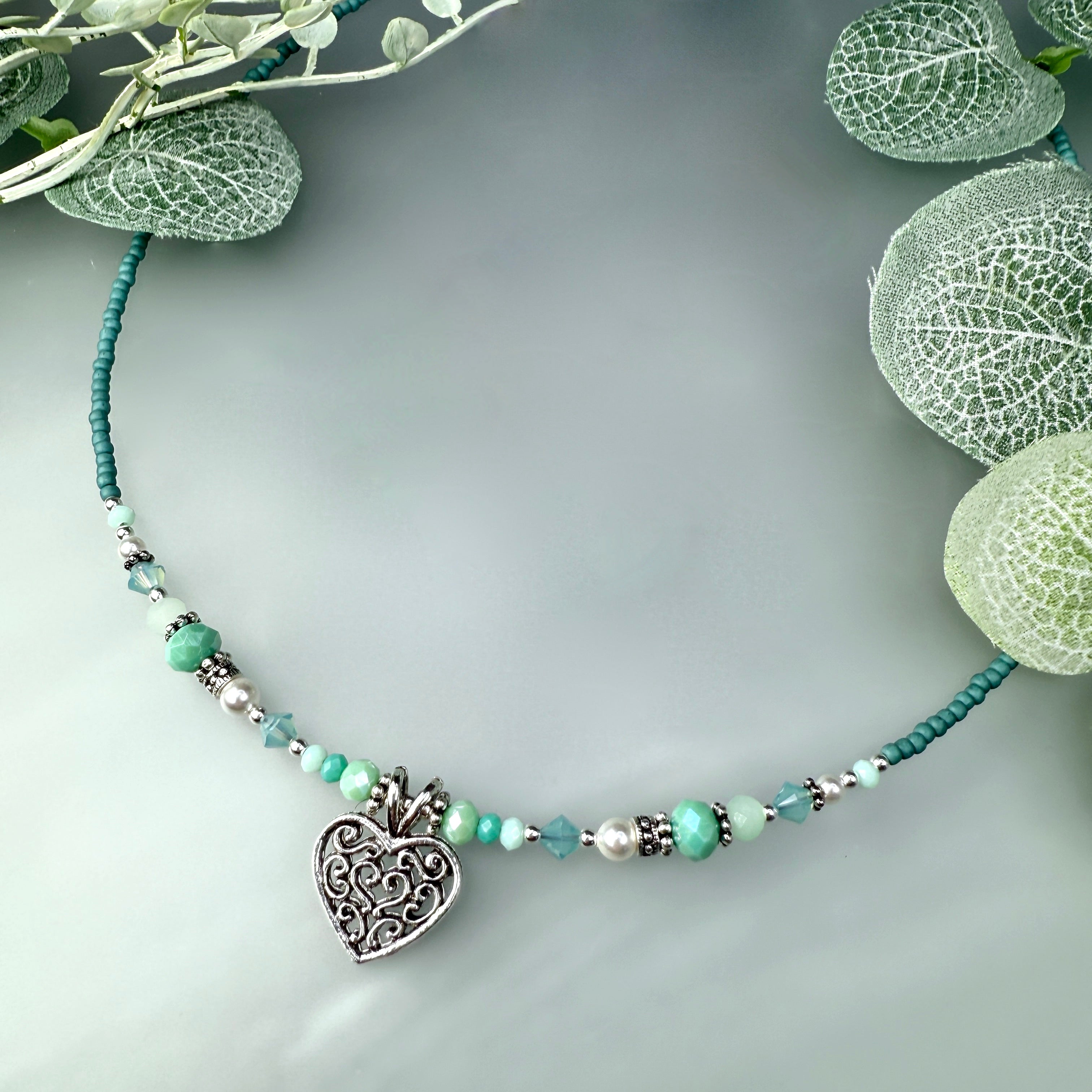 Mint Julep Heart Necklace
