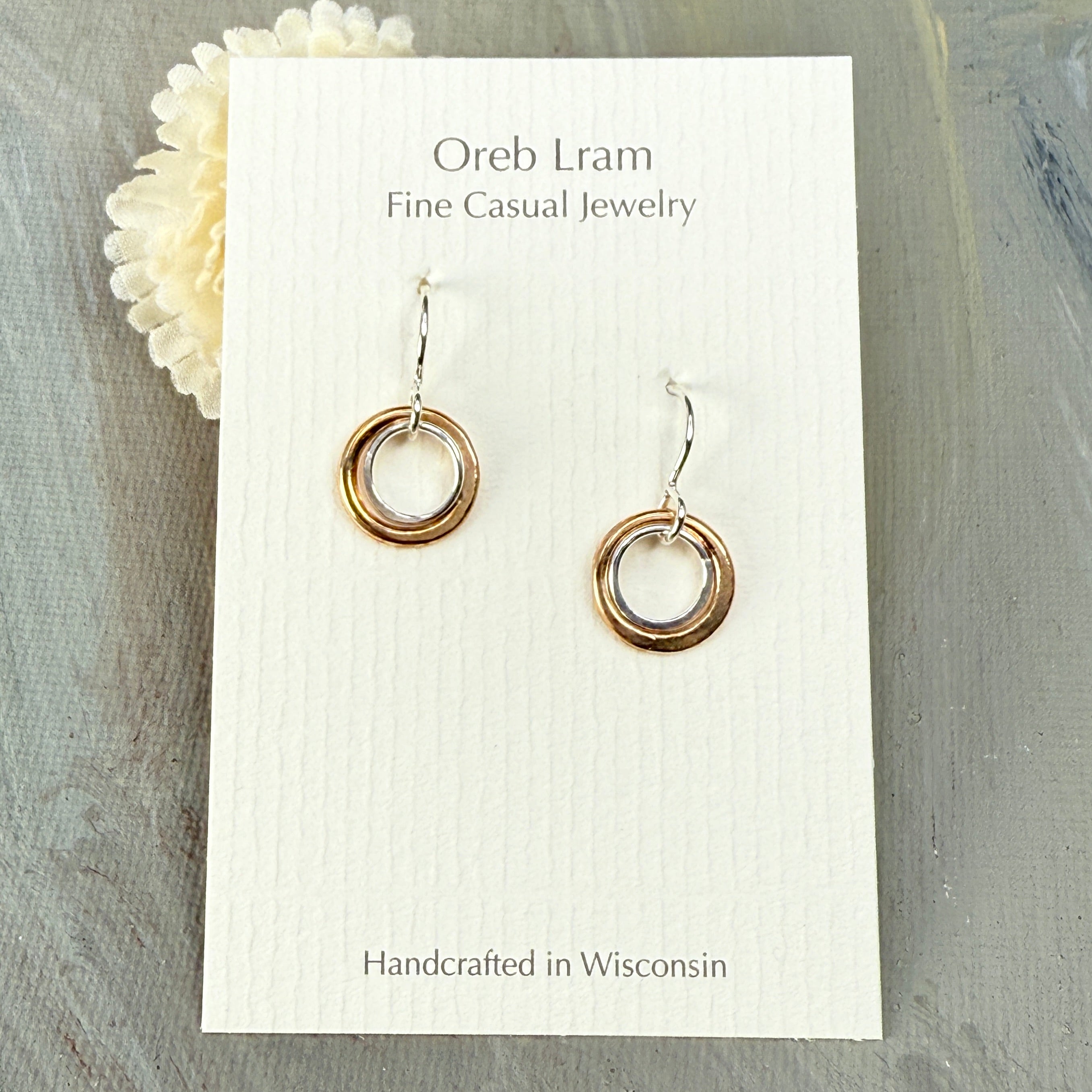 Bronze and silver layered earrings