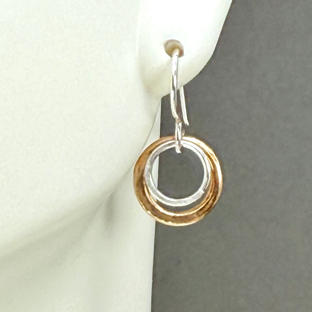 Bronze and silver layered earrings