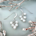 White pearl cluster earrings