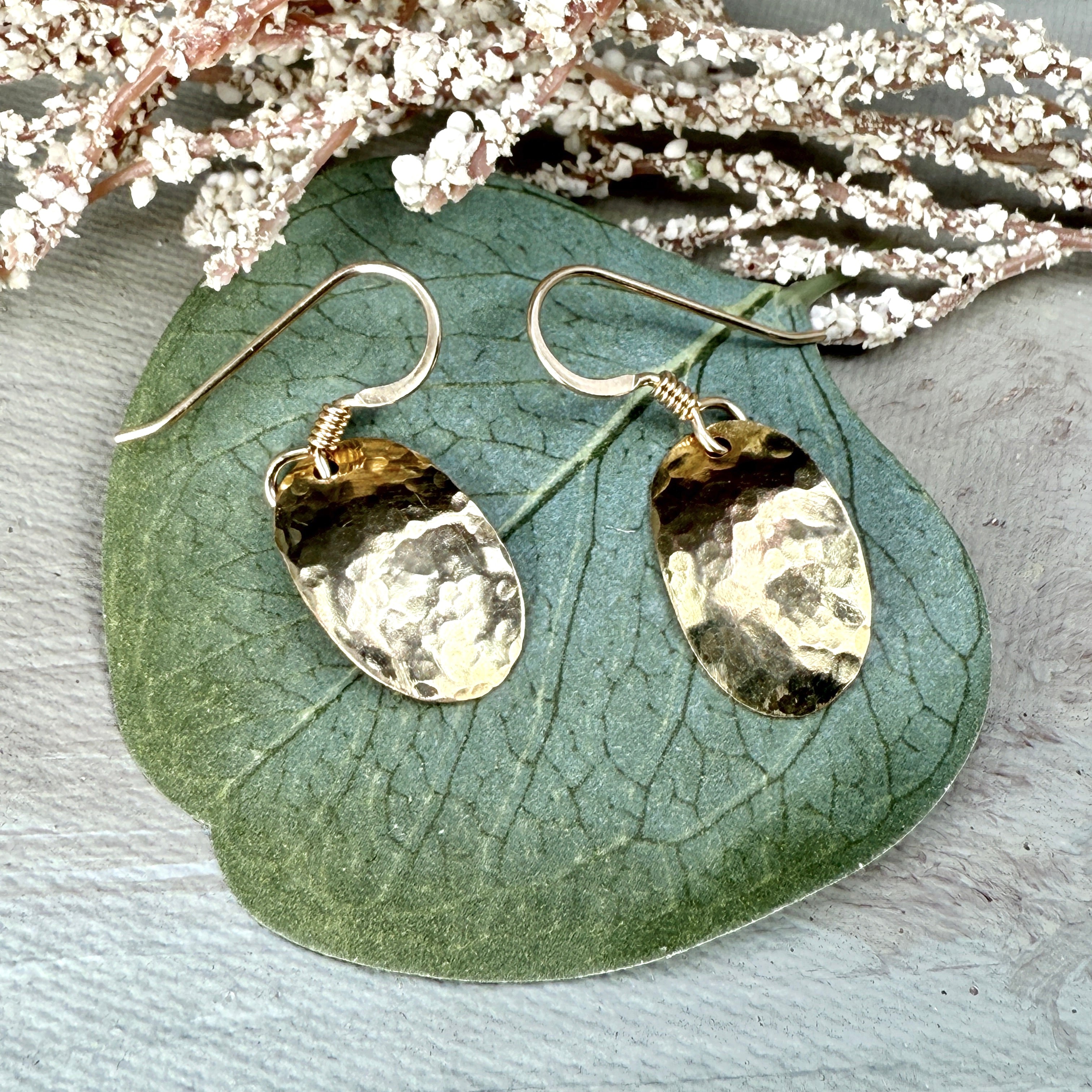 Hammered brass earrings