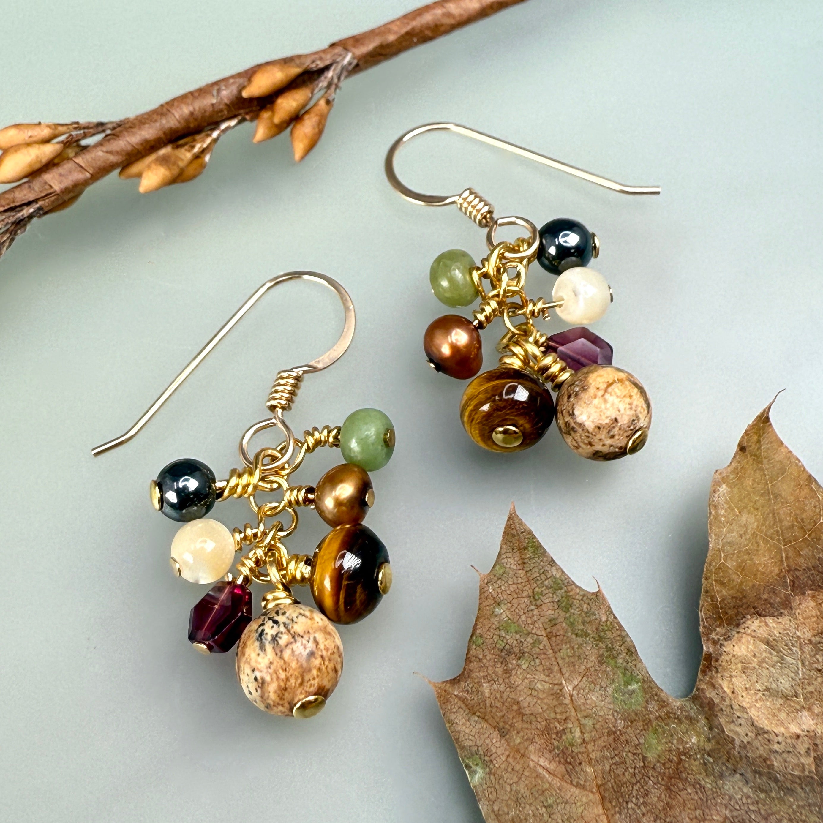 Fall Gems Large cluster earrings