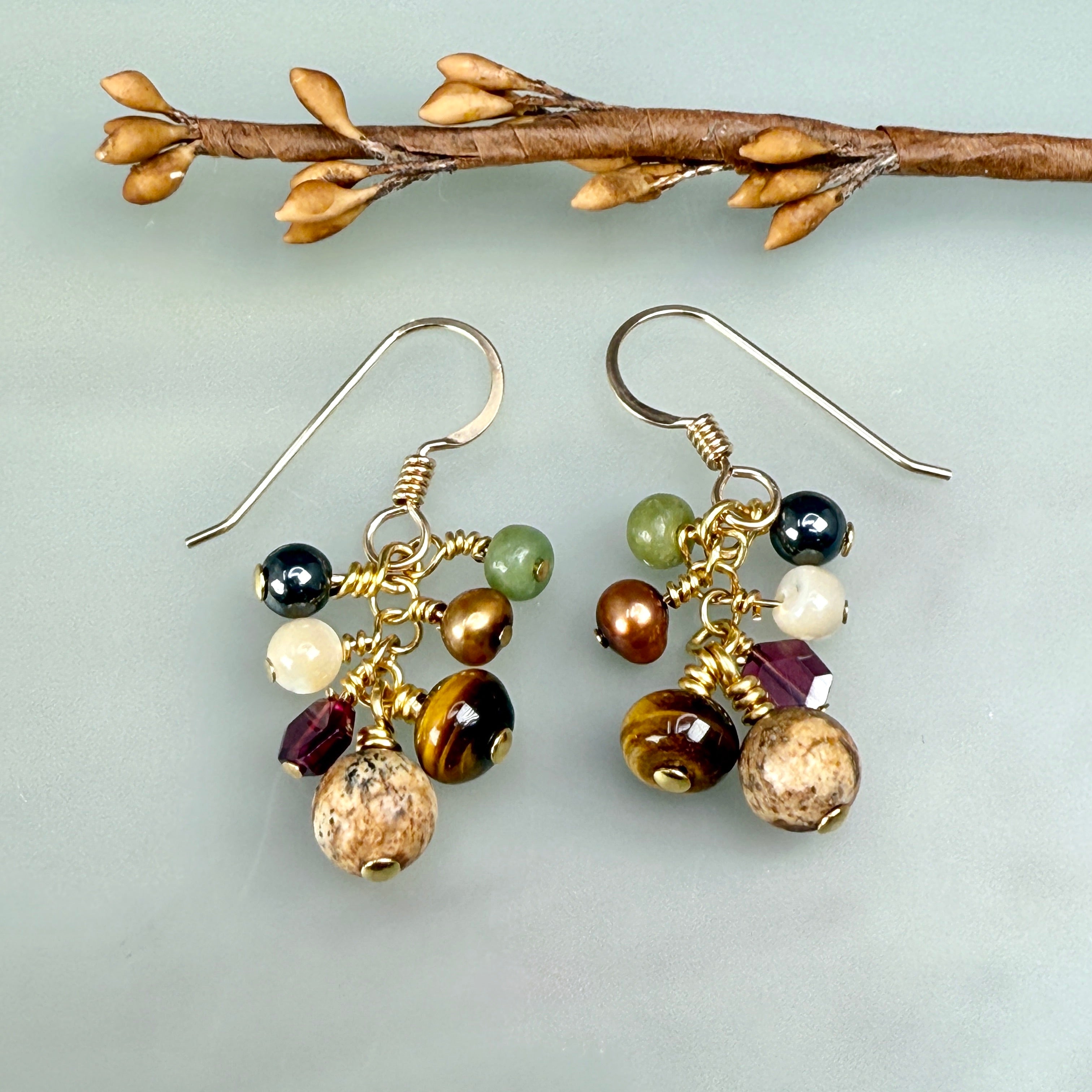 Fall Gems Large cluster earrings