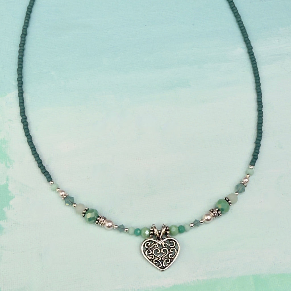 Mint Julep Heart Necklace