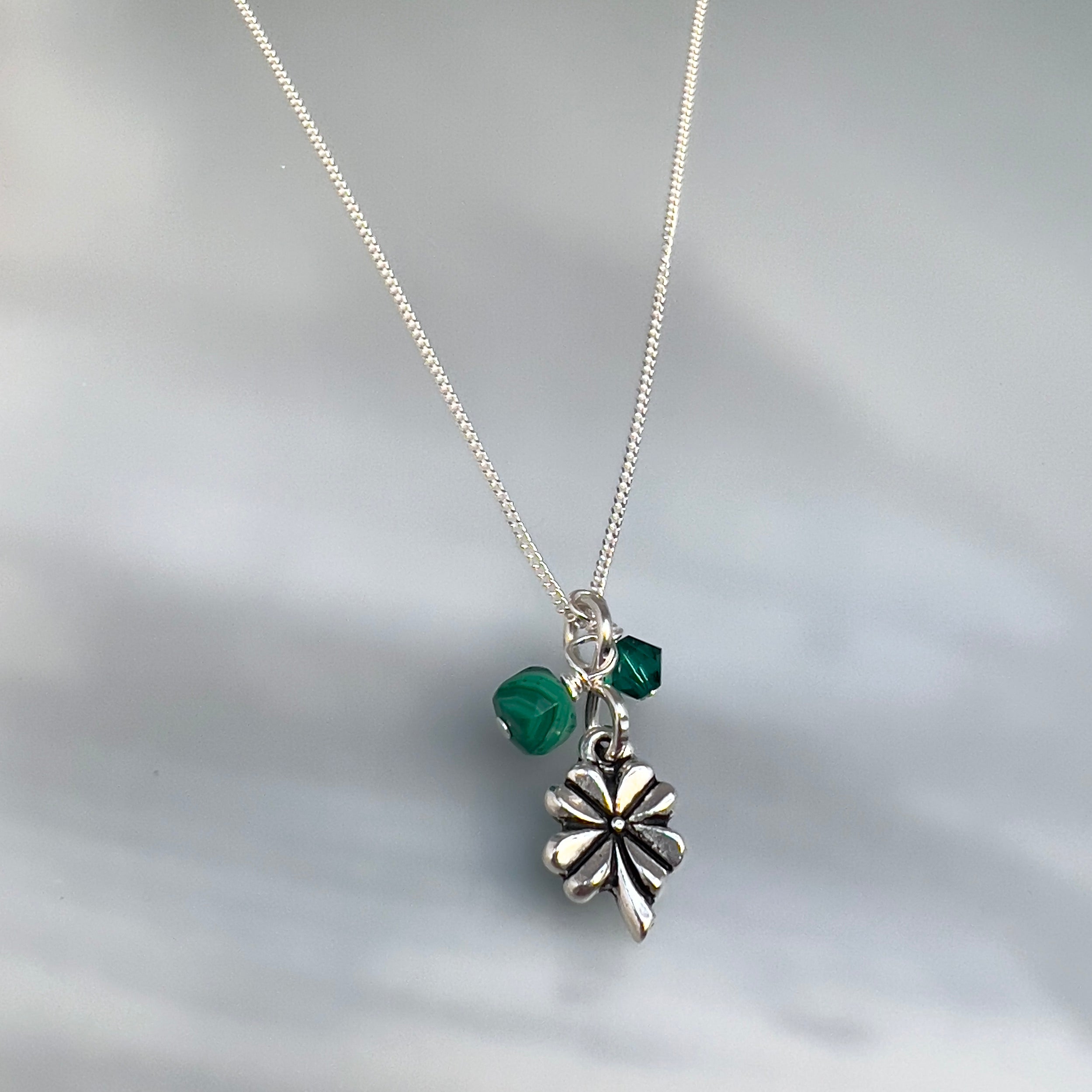 Lucky Four Leaf Clover Set - Chain Necklace and Earrings