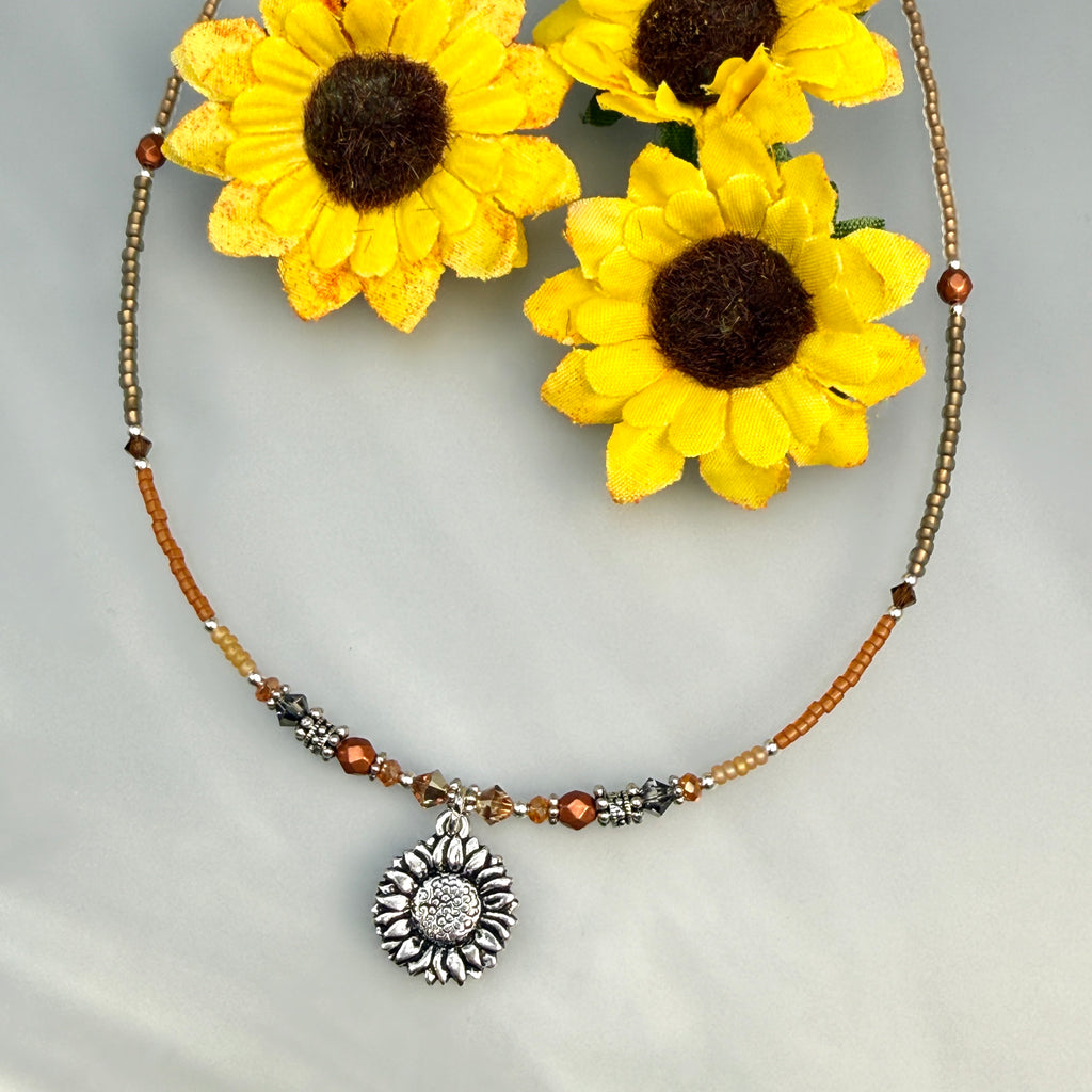 Sunflower Beaded Necklace