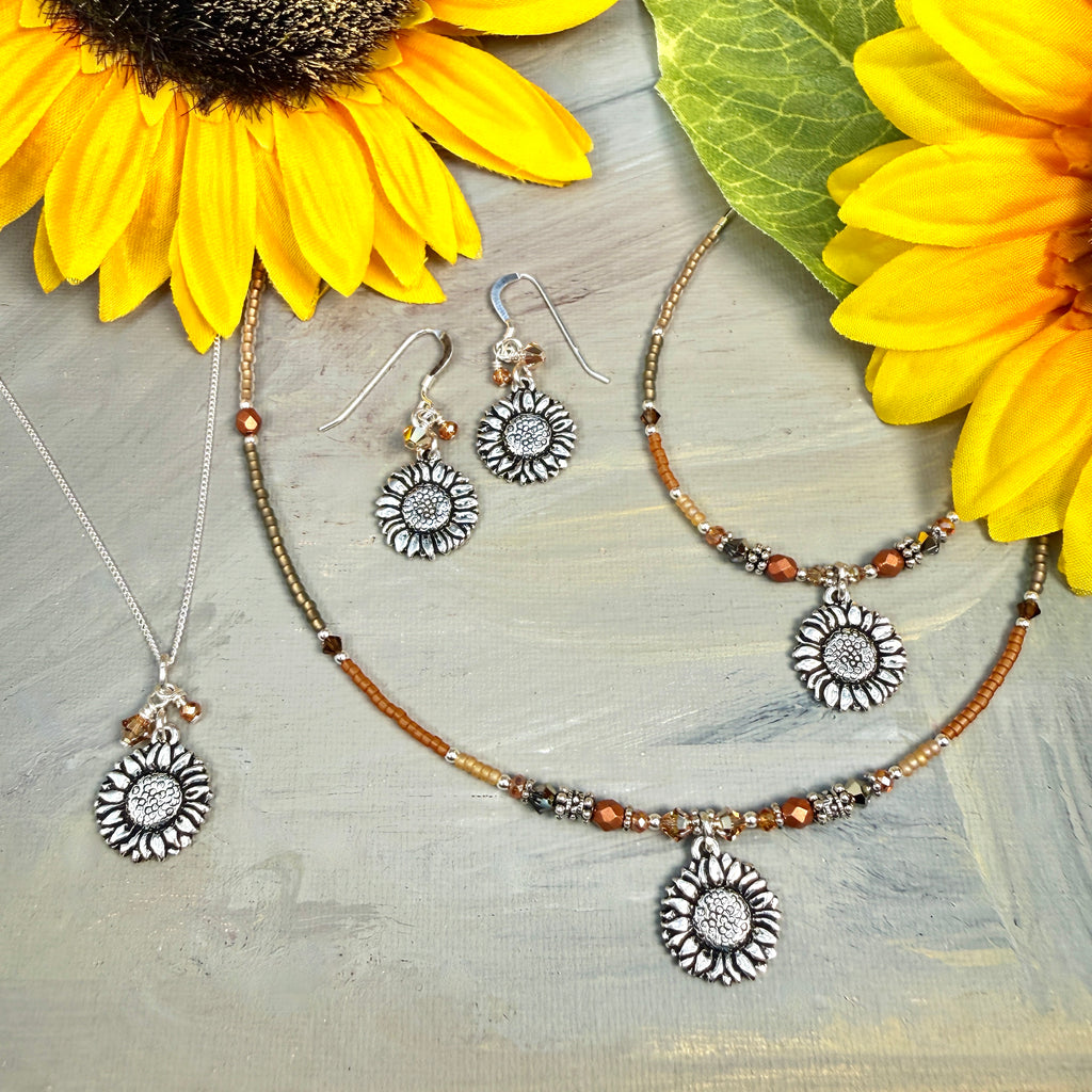Sunflower Beaded Necklace
