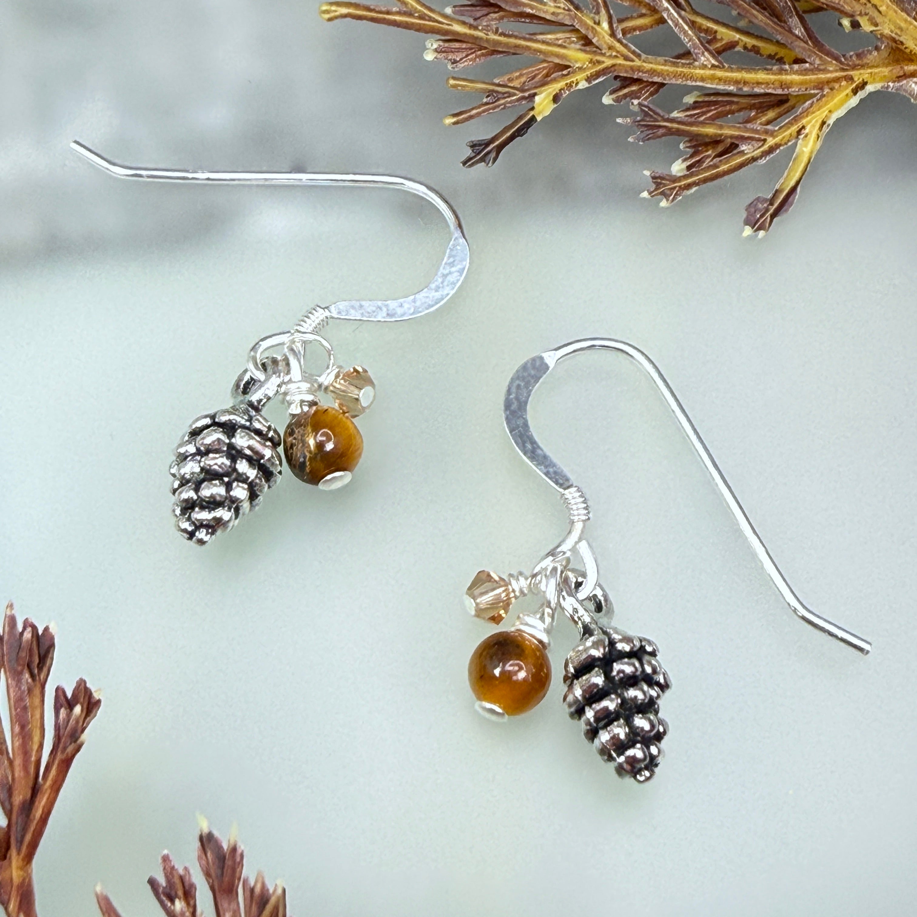 Pinecone cluster earrings - silver