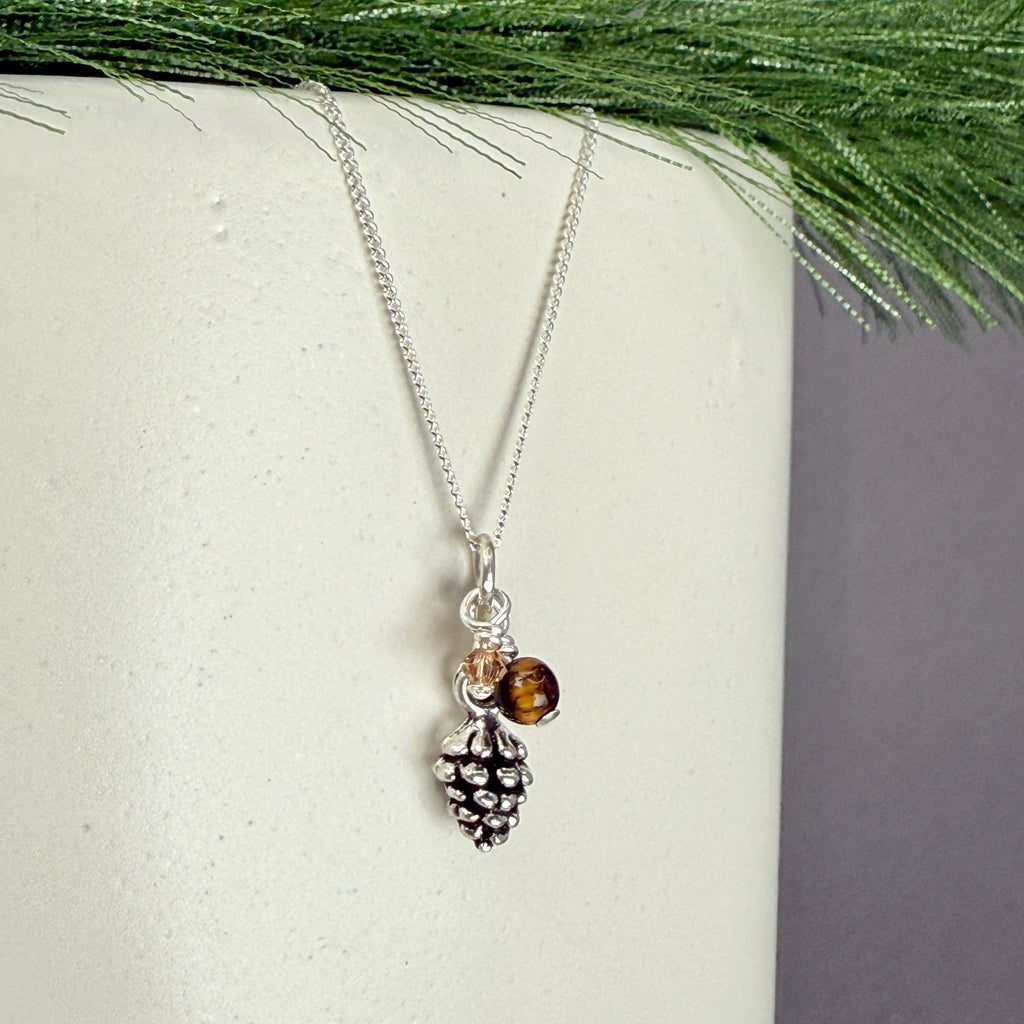 Pinecone cluster chain necklace - silver