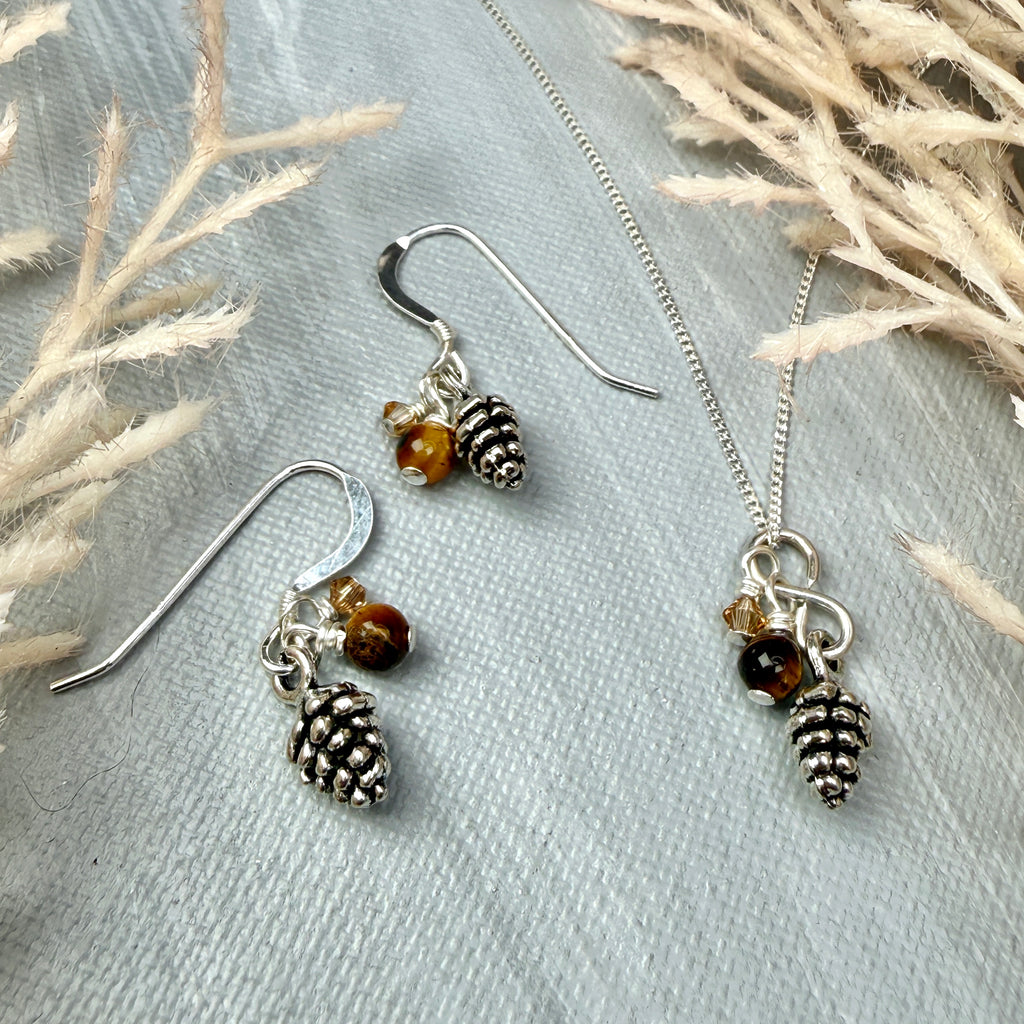 Pinecone cluster earrings - silver
