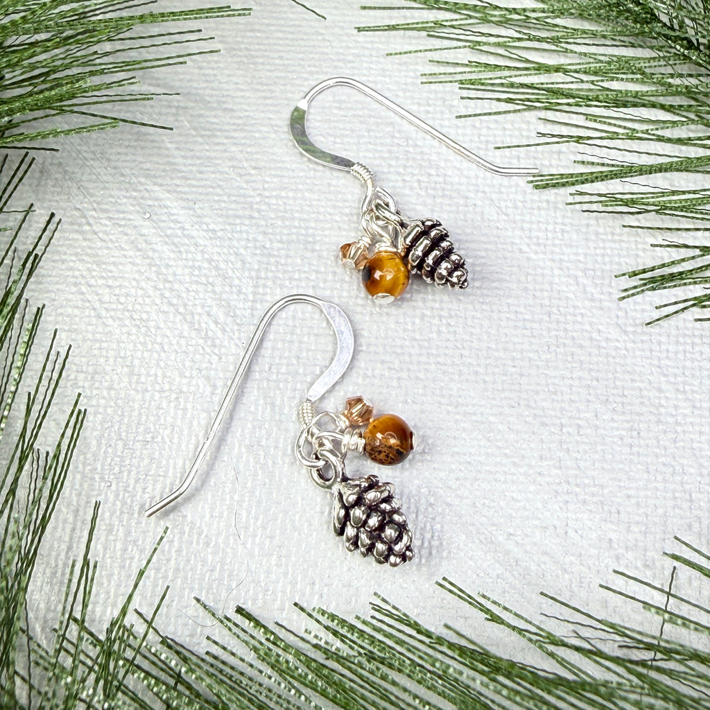 Pinecone cluster earrings - silver