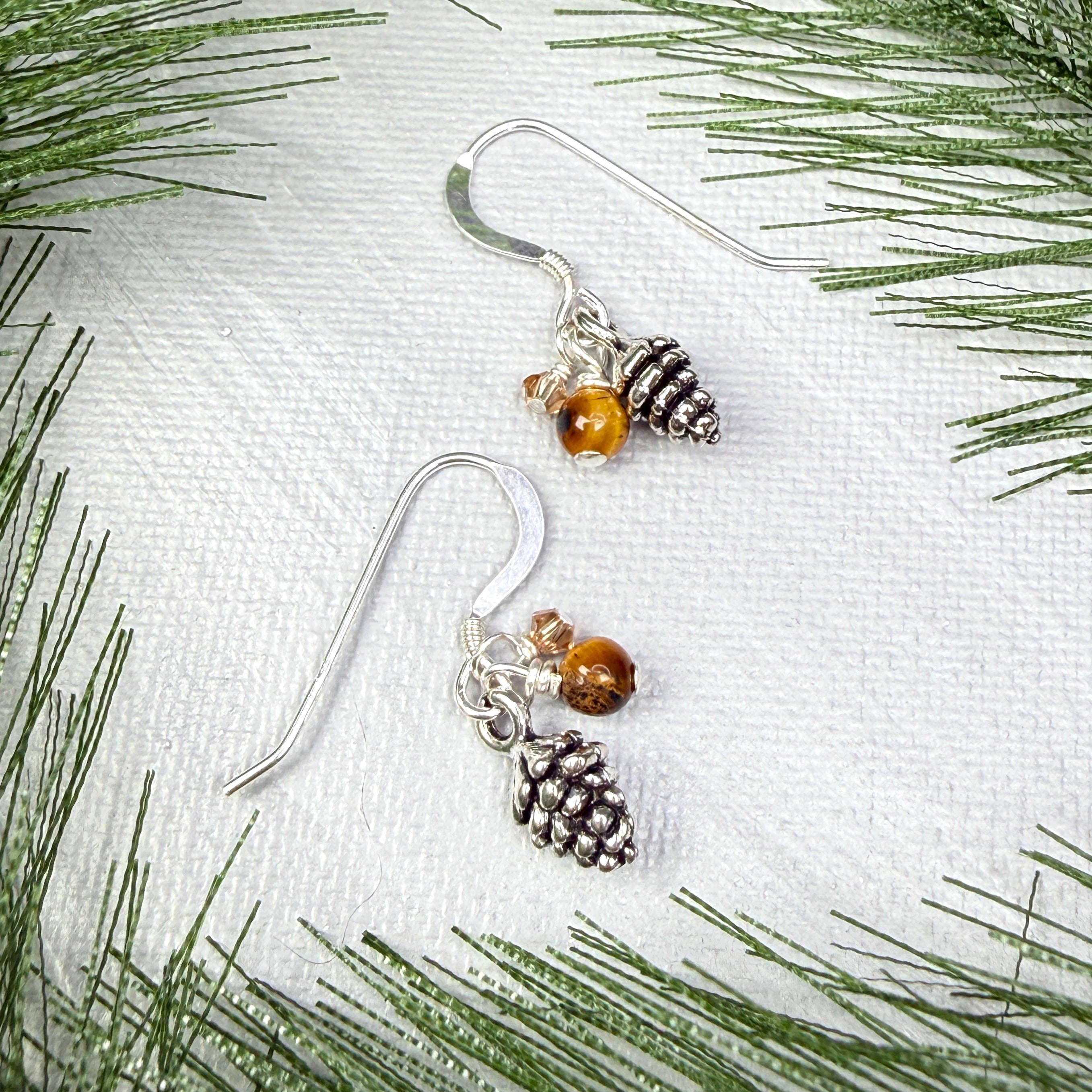 Pinecone cluster earrings - silver