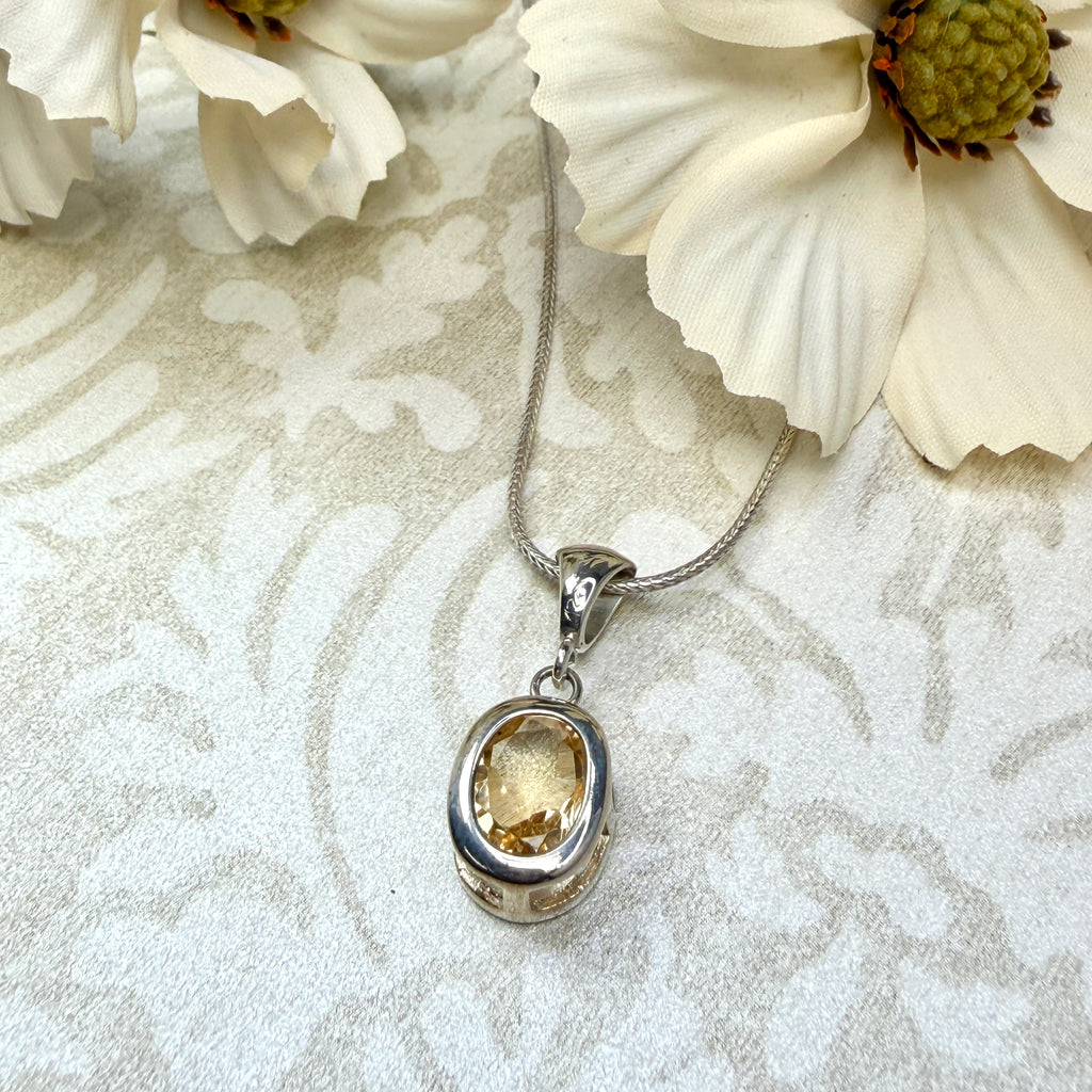 Yellow Labradorite on Sterling silver chain
