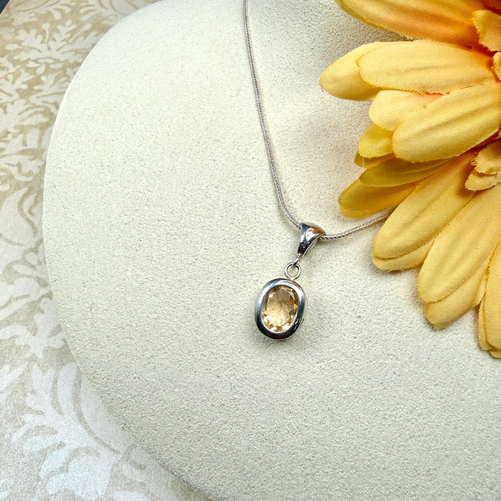 Yellow Labradorite on Sterling silver chain