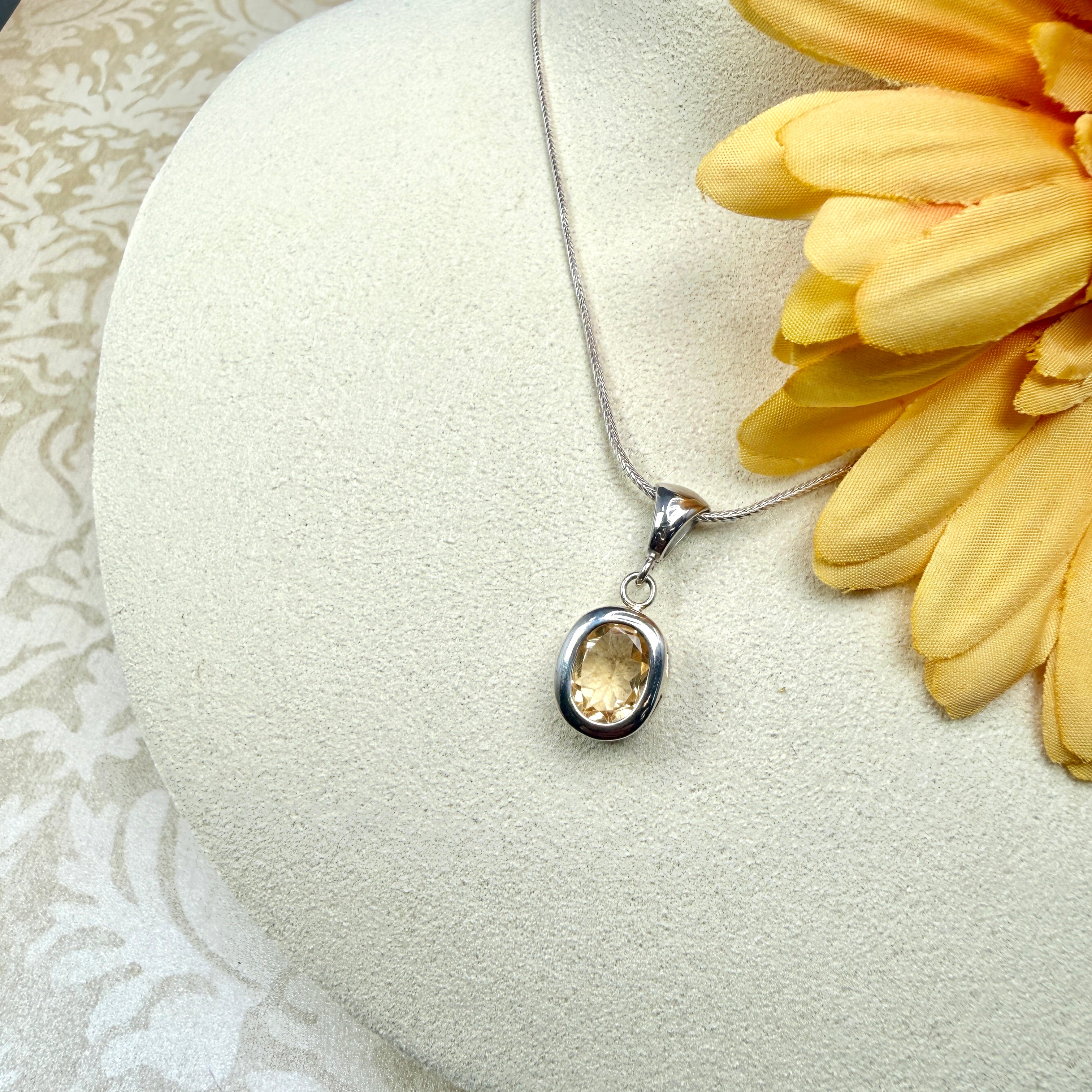 Yellow Labradorite on Sterling silver chain