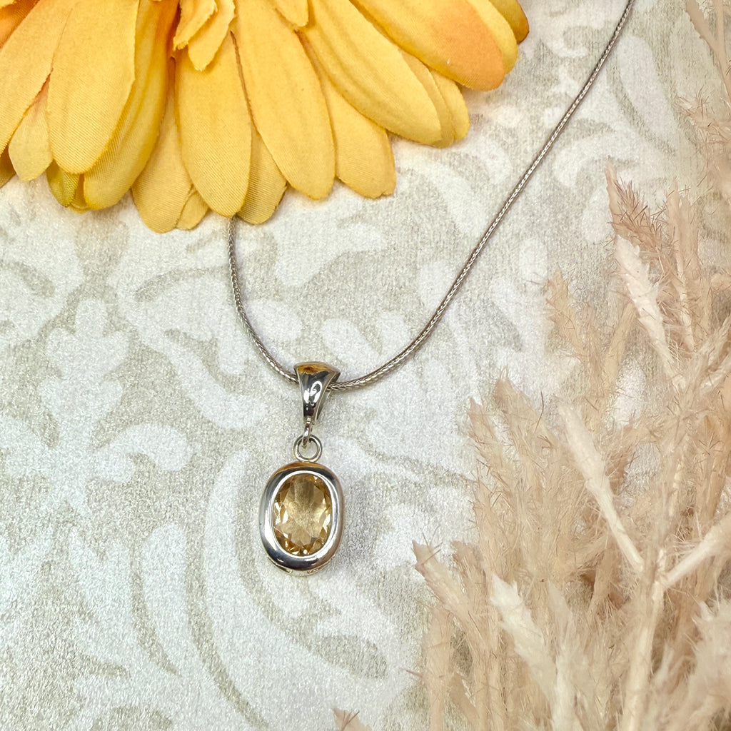 Yellow Labradorite on Sterling silver chain