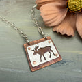 Hand cut Moose Pendant Necklace - #654 - One of a kind