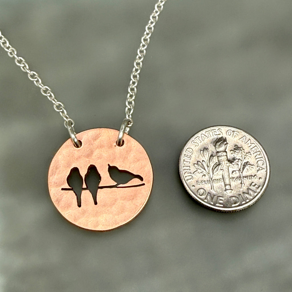 Hand cut Birds Pendant Necklace - #728 - One of a kind