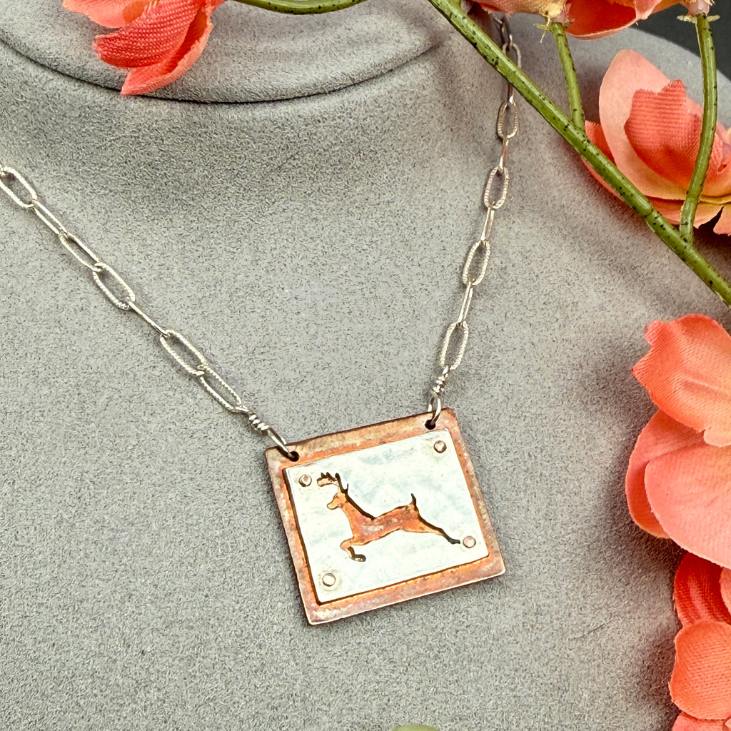 Hand cut Deer Pendant Necklace - #670 - One of a kind