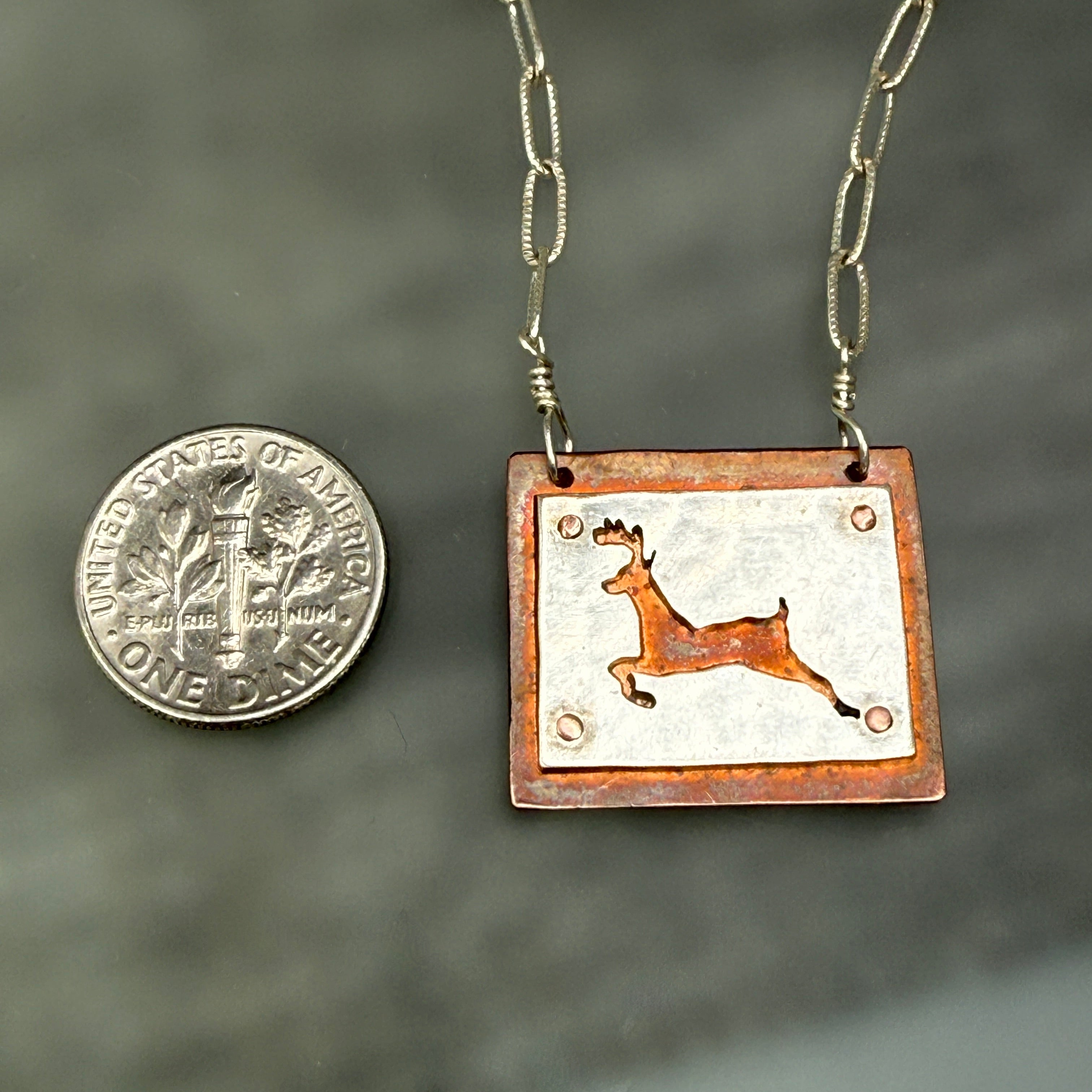 Hand cut Deer Pendant Necklace - #670 - One of a kind
