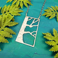 Hand cut Birch Tree Pendant Necklace - #572 - One of a kind