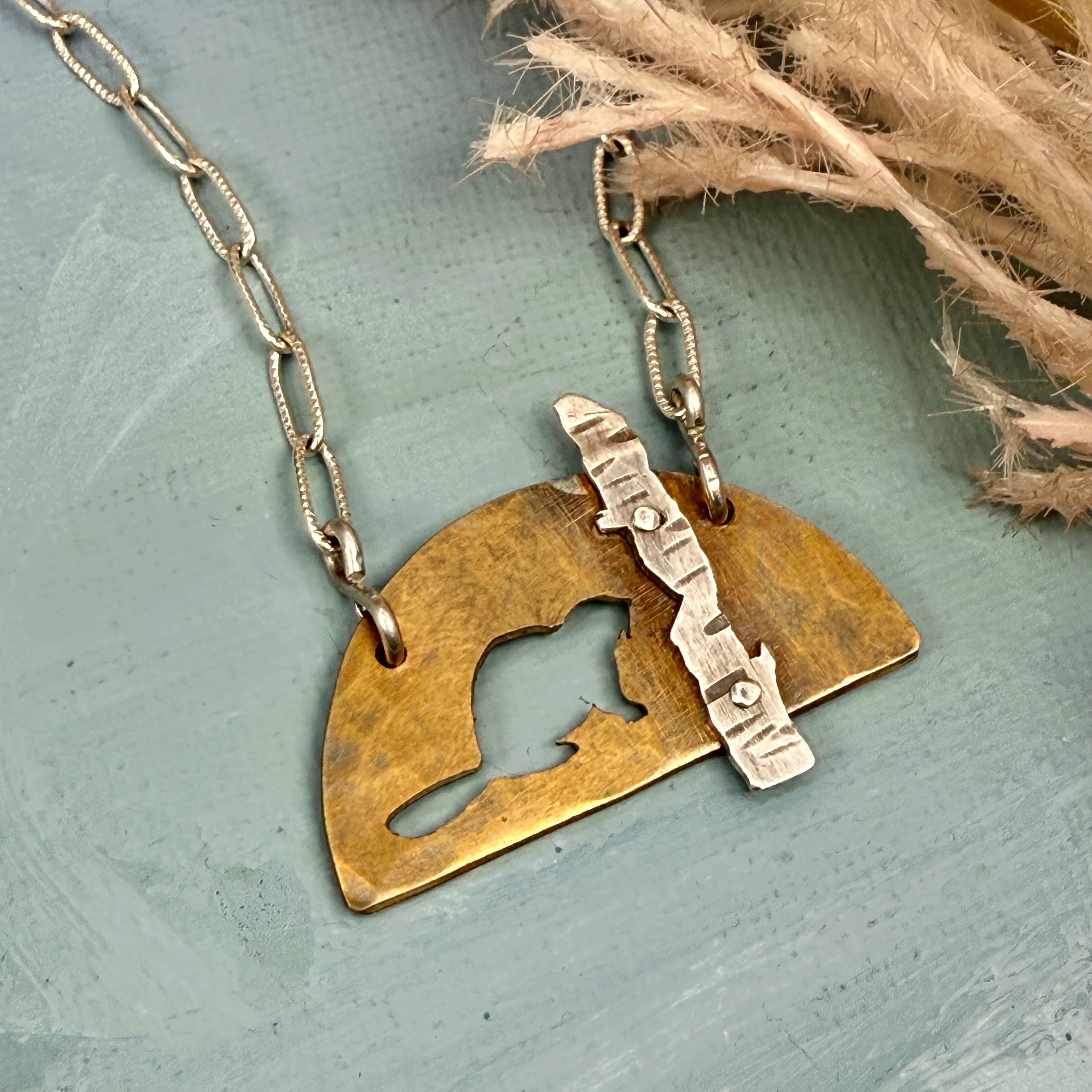 Hand cut Beaver Pendant Necklace - #673 - One of a kind