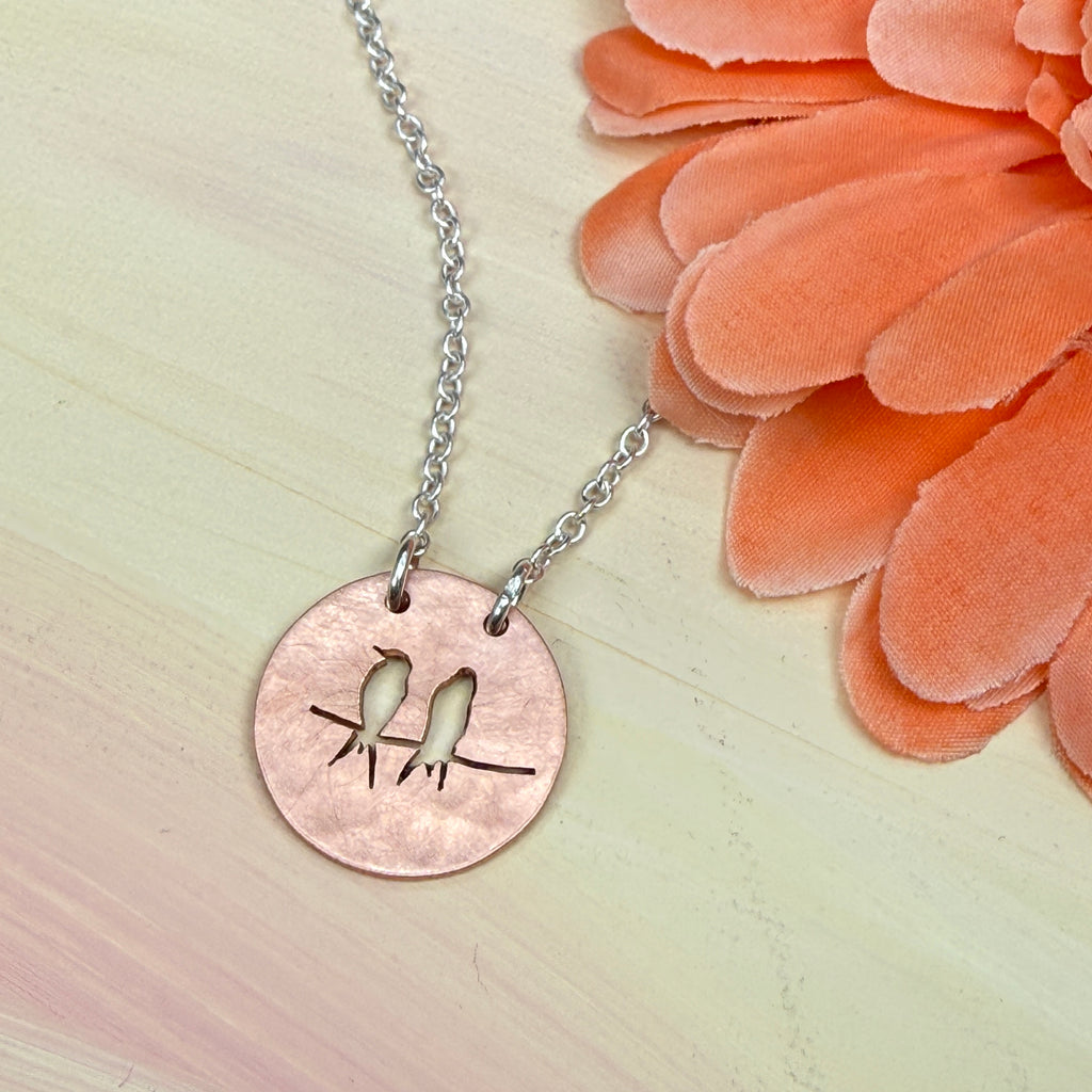 Hand cut Birds Pendant Necklace - #727 - One of a kind