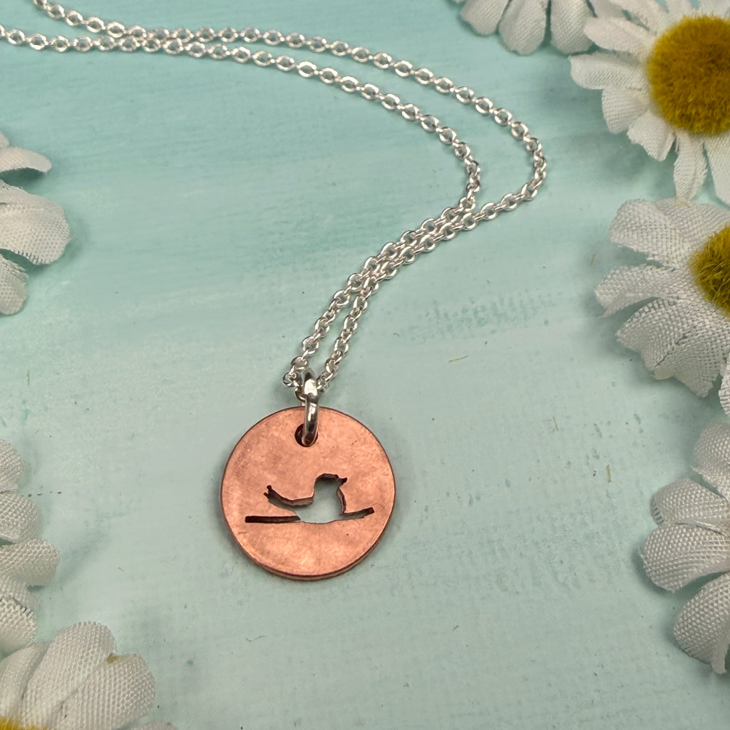 Hand cut Bird Pendant Necklace - #729 - One of a kind
