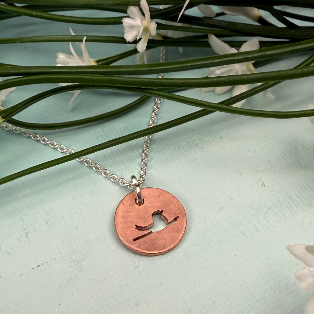 Hand cut Bird Pendant Necklace - #729 - One of a kind