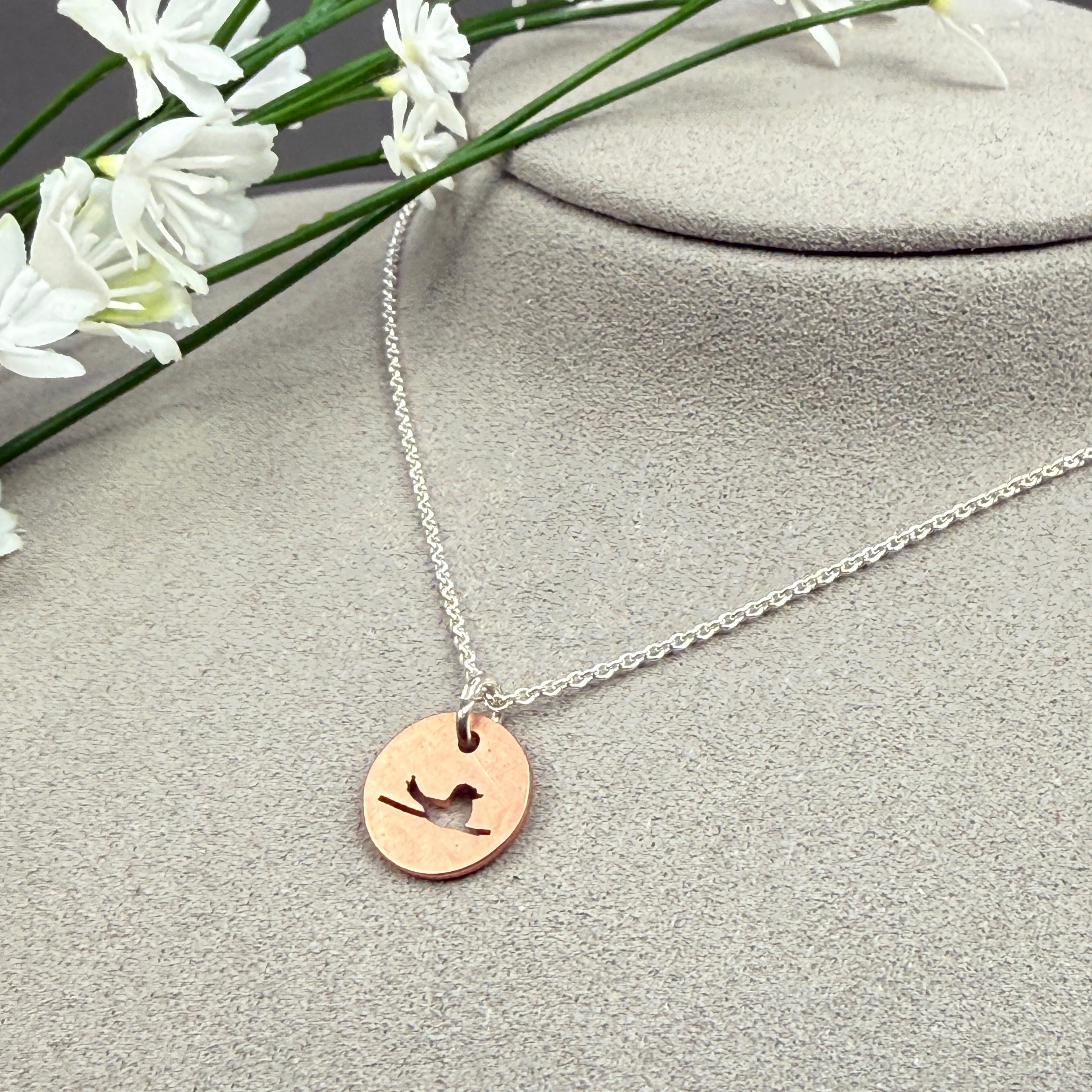 Hand cut Bird Pendant Necklace - #729 - One of a kind